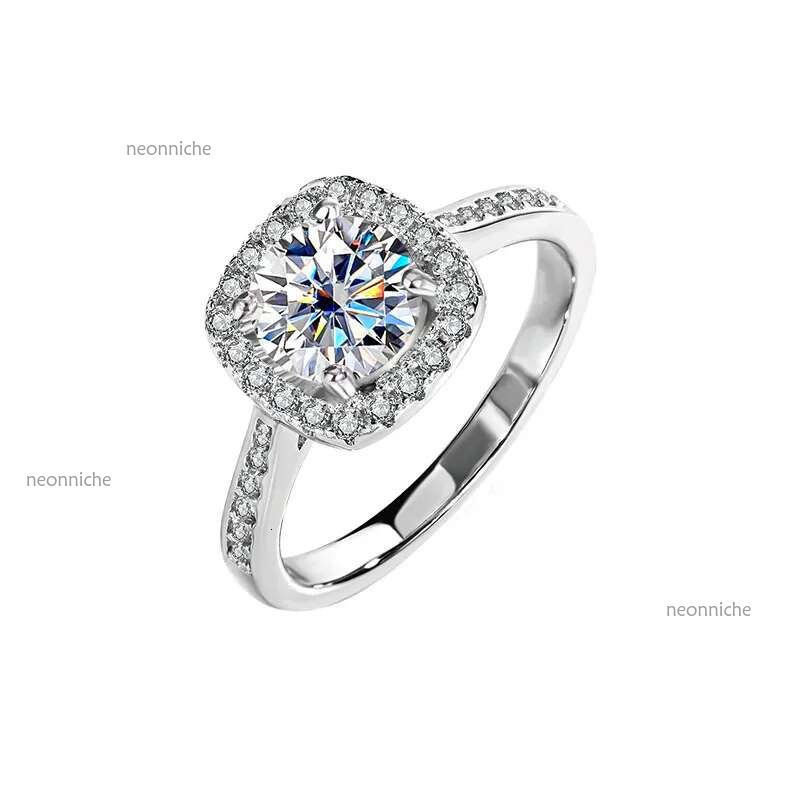 Pass Dia Tester For Women Sterg Sier 1CT VVS Moissanite Love Ring Daughter Girl Wed Engagement Rings Mens Jewelry Woman Gift