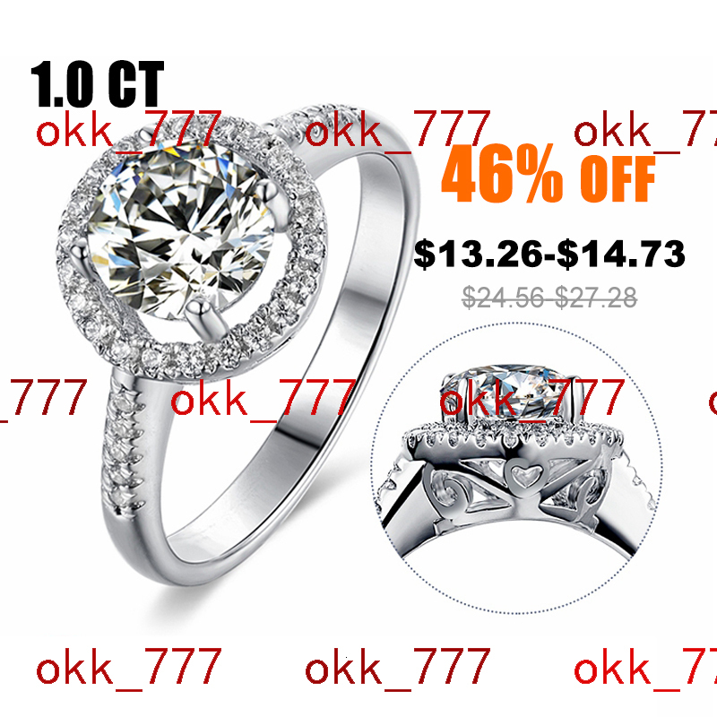 Abiding Custom White Gold Plated Halo Engagement Wholesale Price 1CT Moissanite Diamond Ring 925 Silver Ladies Rings