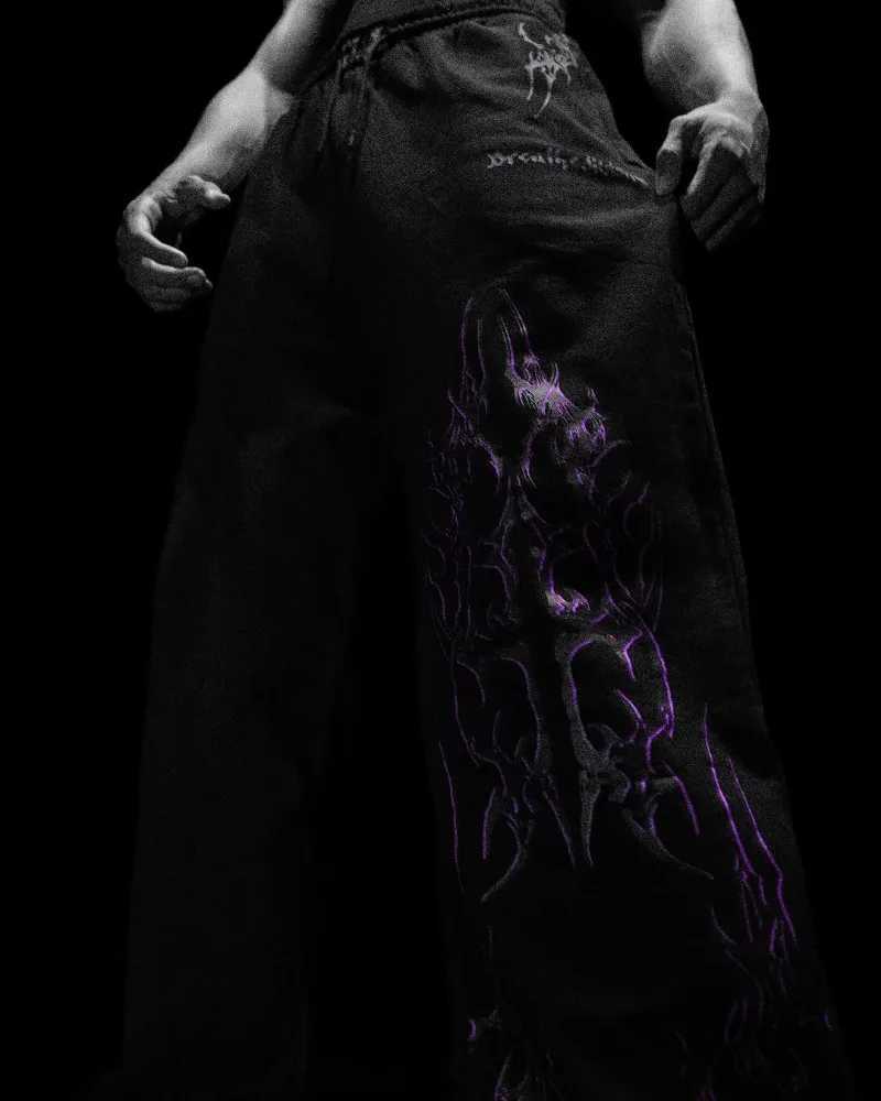 2025 Gothic Harajuku Y2K streetwear mens hip-hop punk retro graphic sports pants street fashion casual straight pantsXJ250410