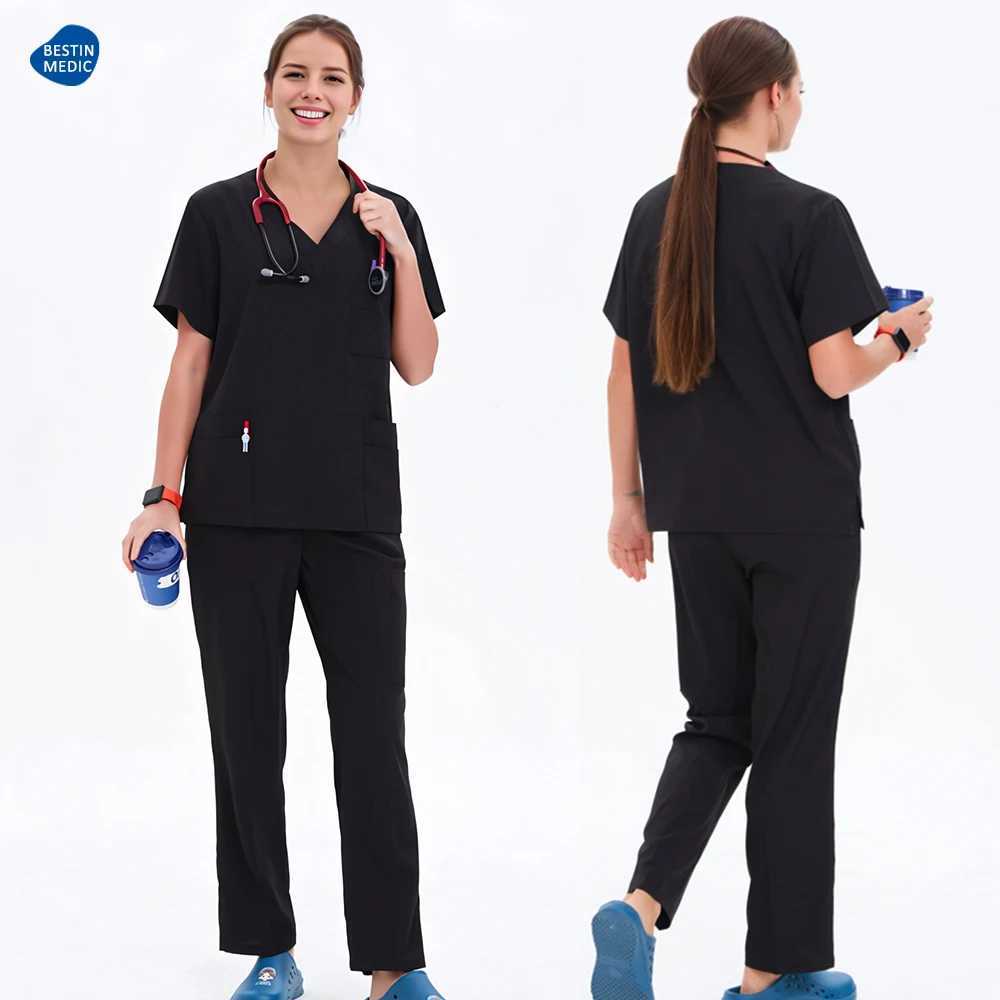 Doctor nurse scrub set hospital uniform clinic medical surgeon nursing suit dental pediatric beauty Sn work suit S23 X250410