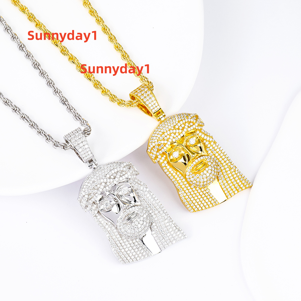 Custom 925 Silver Jewelry Hip Hop Ice Out Moissanite Diamond GRA Cuban Tennis Necklace Chain Moissanite Large Jesus Pendant