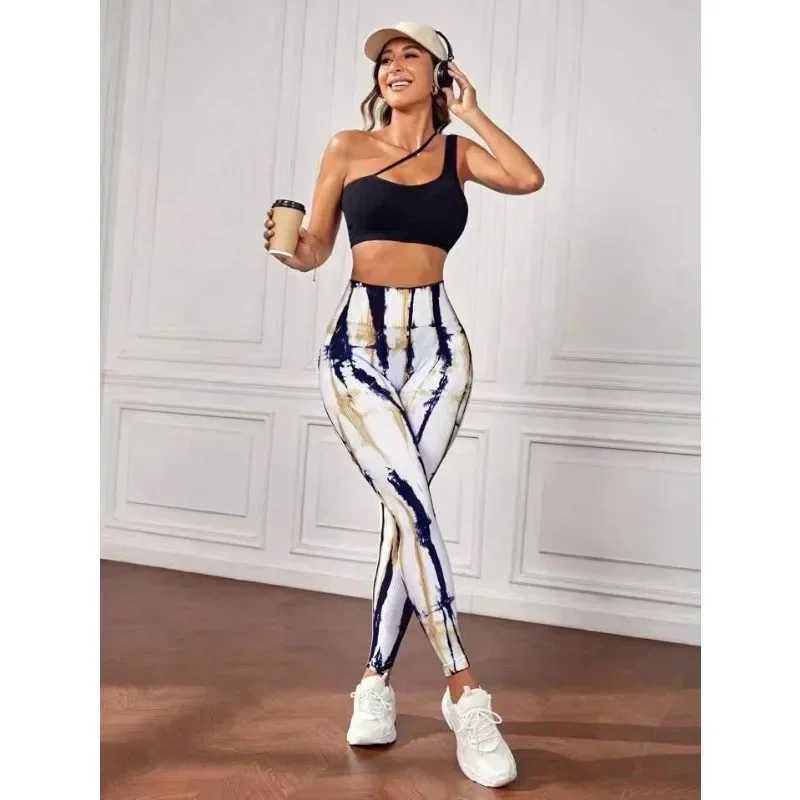 Seamless Tie Dyeing Lightning Legs Sexy Yoga Legs Female Waist Hip Lifting Ultra Thin Fashion Tight Fitness Outdoor Running PantsW250411