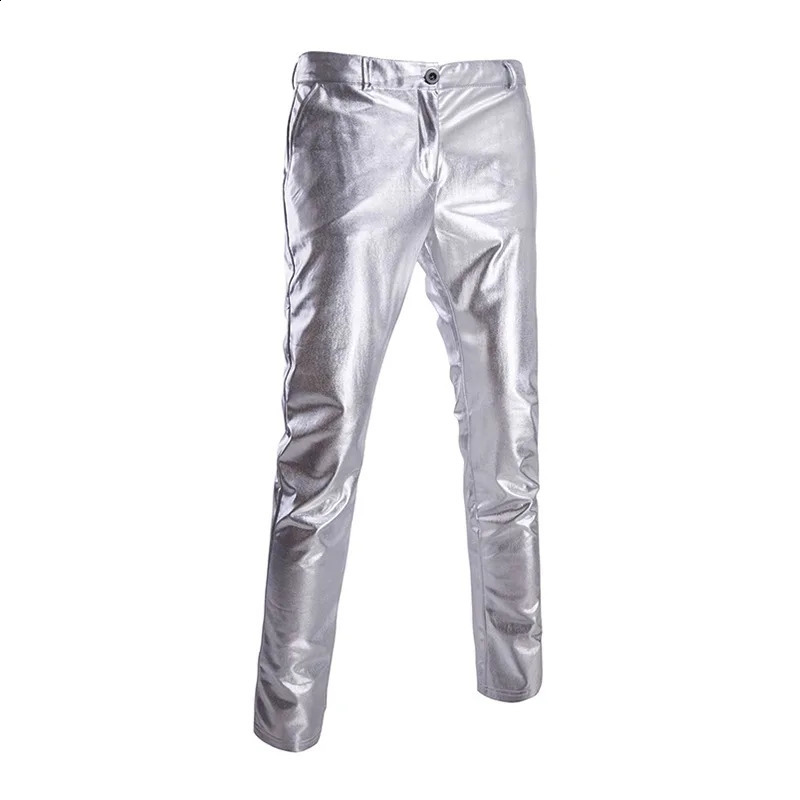 Stamping Glossy Casual Suit for Men Slim Fit 2 Piece Solid Shiny Party Gold Silver Black Suit for Men Blazer Jacket Pants 250410