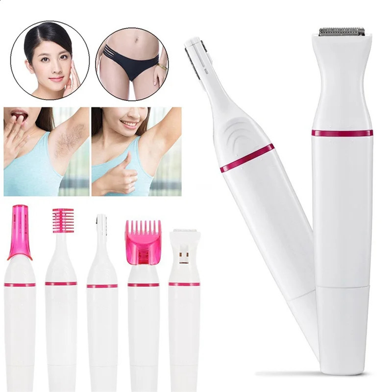 Portable 5-in-1 electric brushless trimmer for eyebrow body bikini facial hair remover multifunctional shaver 250410