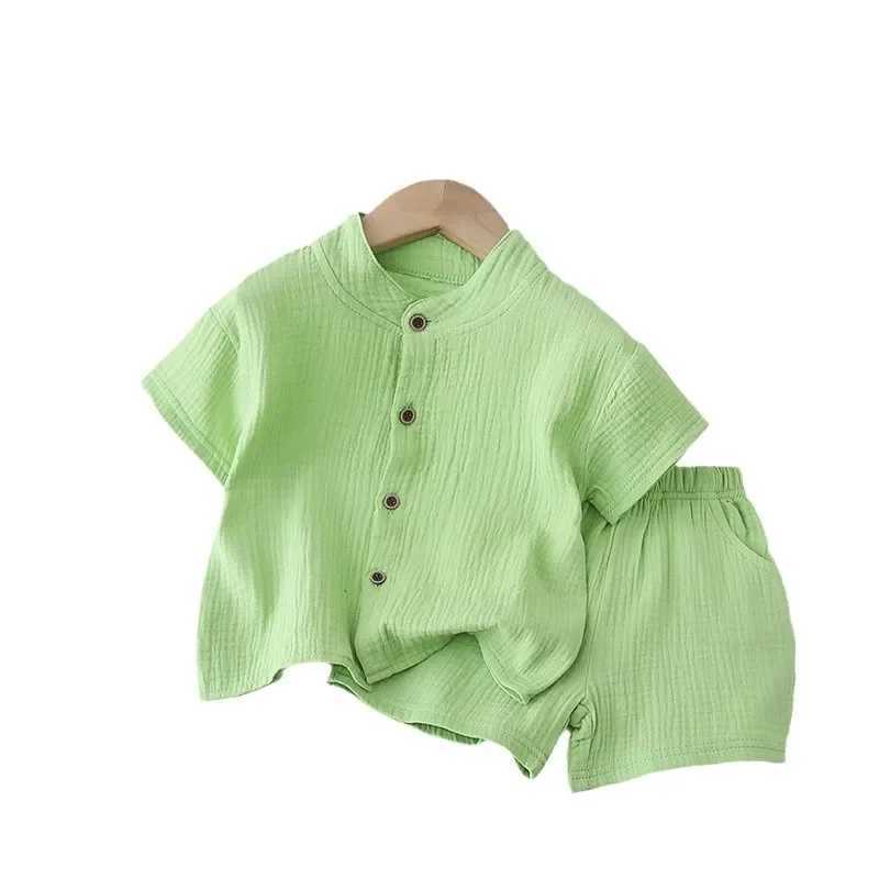 Baby and toddler 2-piece cotton high-dimensional pajama set with short sleeved round neck soft and breathable boy and girl 0-5Y beach wearXJ250410