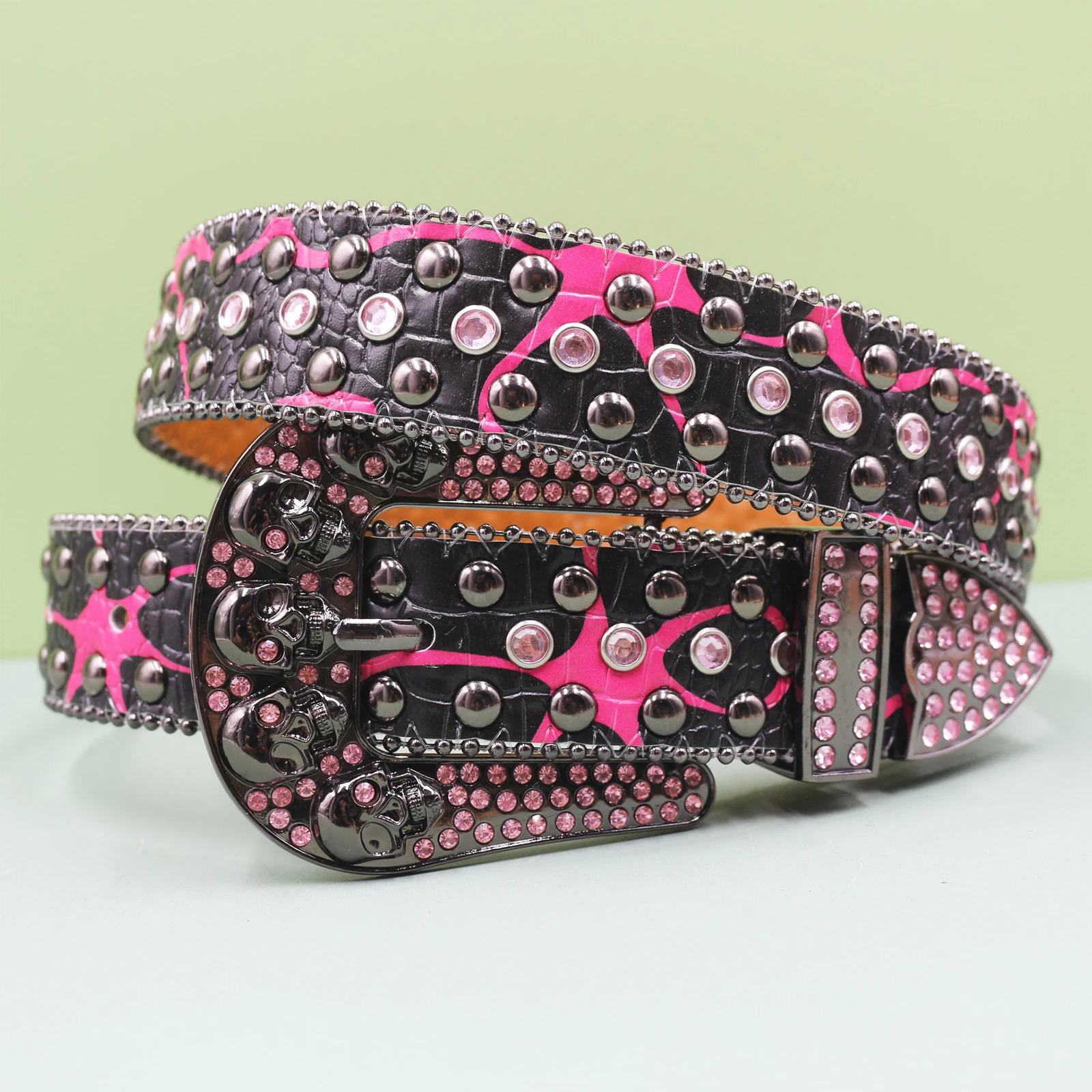 Punk skull Belt Diamond Belt Gothic Lolita role-playing Harajuku Y2K shimmering disco belt hip-hop Women Crystal Belt 251110