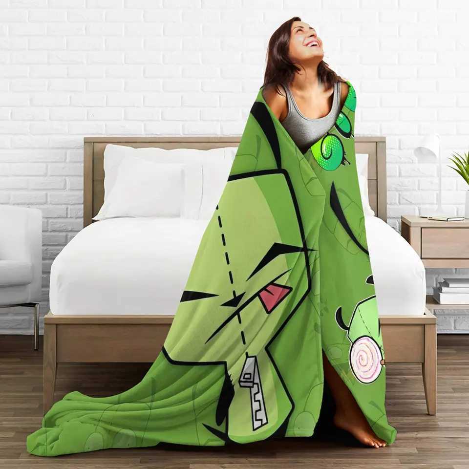 Invaders Zims Knitted Blanket Cartoon Plush Throw Blanket Summer Air Conditioning Personsed Soft Warm Bedsprea C251111