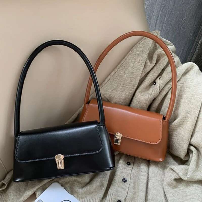 Fashion Retro Women's Shoulder Simple Solid Colour Handbag Vintage Underarm Bag