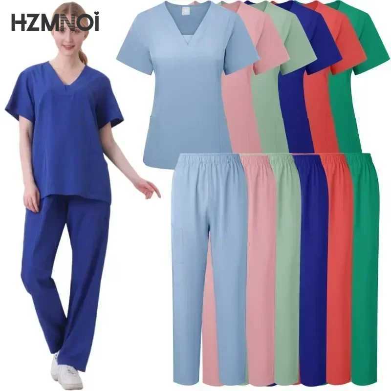 Multicolor Operating Room Scrubs Set Doctor Nurse Top Pants Lab Workwear Surgical Gown Medical Nursing Uniform Clinical Overalls X250410
