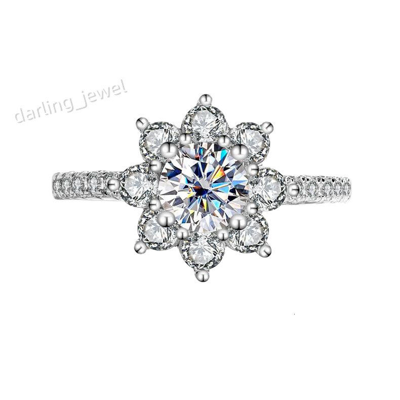 Pass Tter Sterling Sier 925 Mosan Ring Female Flower Yin Live Supply