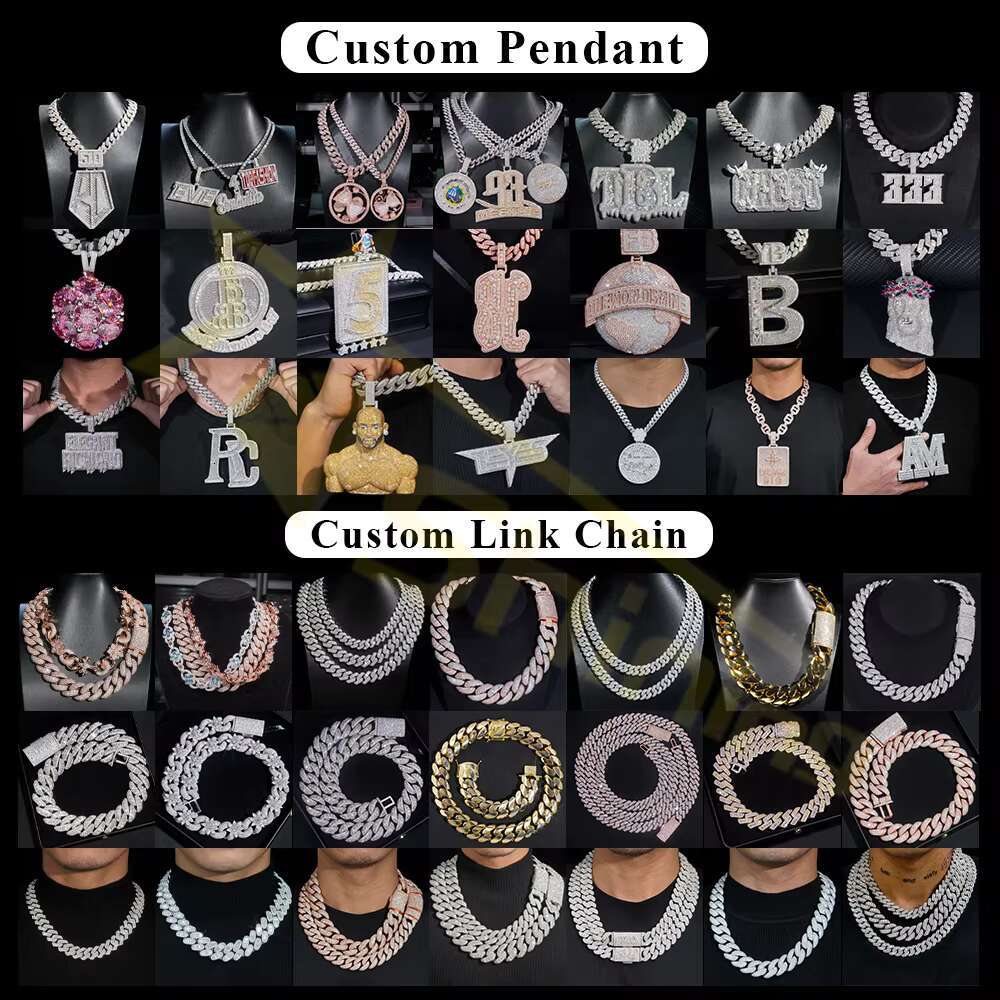 Custom Fashion Men Hip Hop Rapper Jewelry Letter Pendant 925 Silver With VVS D Moissanite Iced Out Diamond Brass Zircon Pendant