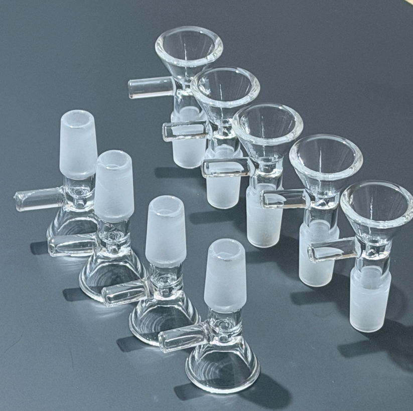 Factory wholesale Glass Bowl Tobacco And Herb Dry Bowl Slide For Glass Bong And Pipes 14mm Male Joint Glass Bowl With Handle