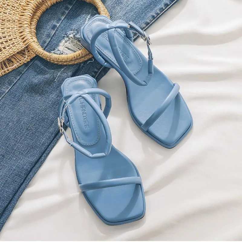2024 Summer New Womens N-Slip Fi Sandals Elegant Womens Solid Comfort High Heels with Buckle Womens PumpXJ250410