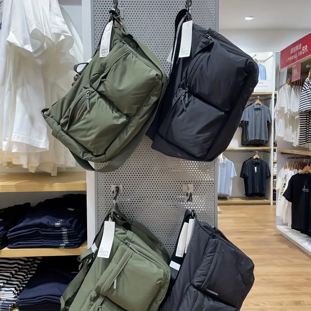 MultiCompartment Unisex Crossbody Bag Durable MachineWashable Nylon Perfect for Commute Travel Military Green Black 251110