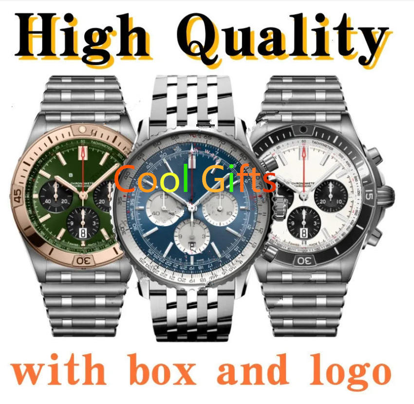 AAA Men Briebreitings Watch Designer BR Men Navi timer Watches Chronograph Man Top Time PU Box Six Pin Quartz Rubber Leather Stainless Steel Band Wristwatch
