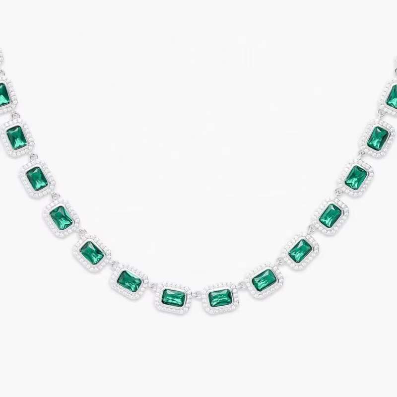 Hip Hop Passd Diamond Tester 925 Sterling Silver Iced Out Colorful Gemstone VVS Moissanite Cluster Tennis Chain for Women Men
