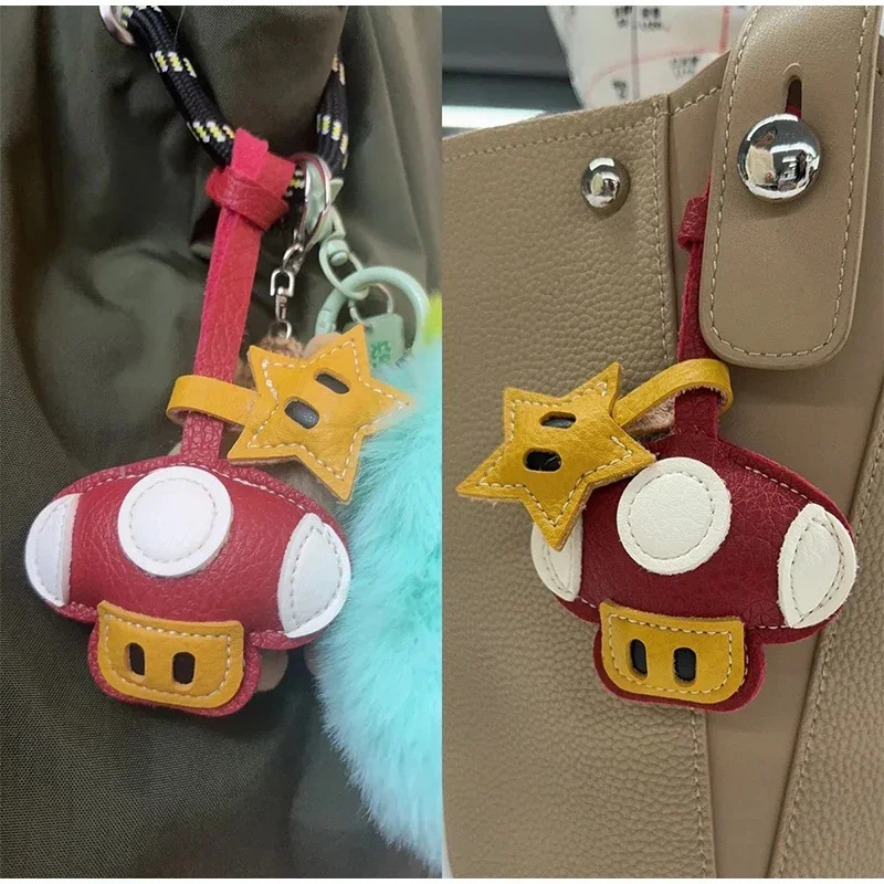 Handmade Genuine Leather Cute Small Flame Bag Pendant Car Key Chain Rope Ring Scarecrow Pendant Decoration Pendant Bag charm 251110