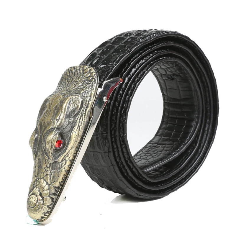 Fashion Mens Belt Pattern Leather Belt Business Casual Simulation Belt Alligator Head Gift For Men 251031