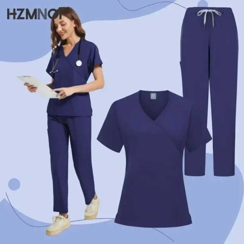 Women Scrub Sets Slim Fit Medical Scrubs Uniform Nursing Accessories Hospital Surgery Gowns Dental Clinic Beauty Sn Work Wear X250410