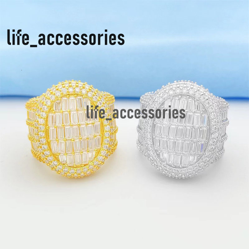 Luxury 925 Sterling Silver Ring Gold Plated Moissanite Engagement Rings Jewelry Women Men