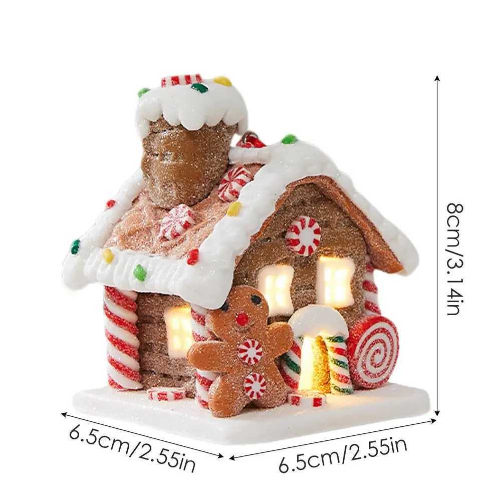 Gingerbread House Tree Topper Light Up Mini Gingerbread House Ornaments Soft Clay Fairy Tale Candy House For Christmas TreeM251111