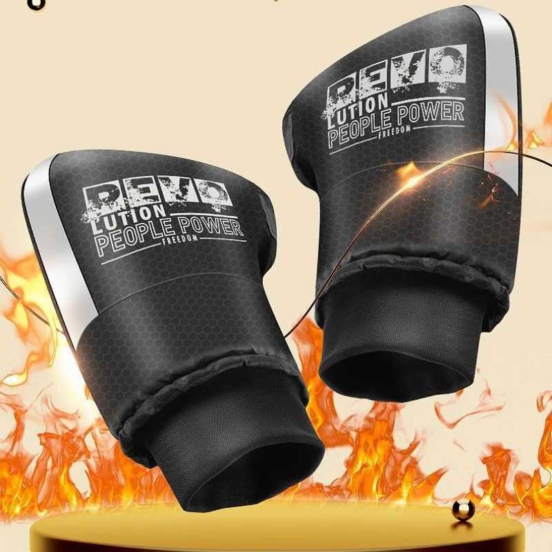 1 Pair Motorcycle Handlebar Gloves Muffs Winter Cycling Gloves Waterproof Handlebar Cover Mitts Snowmobile E-Bike Thermal Gloves S25118
