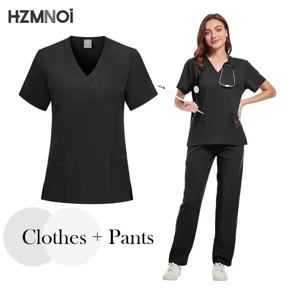 New Nurse Uniforms Elasticity Tops Pants Woman Man Scrubs Set Straight Trousers Dental Hospital Clinic Workwear Medical Uniforms X2504101