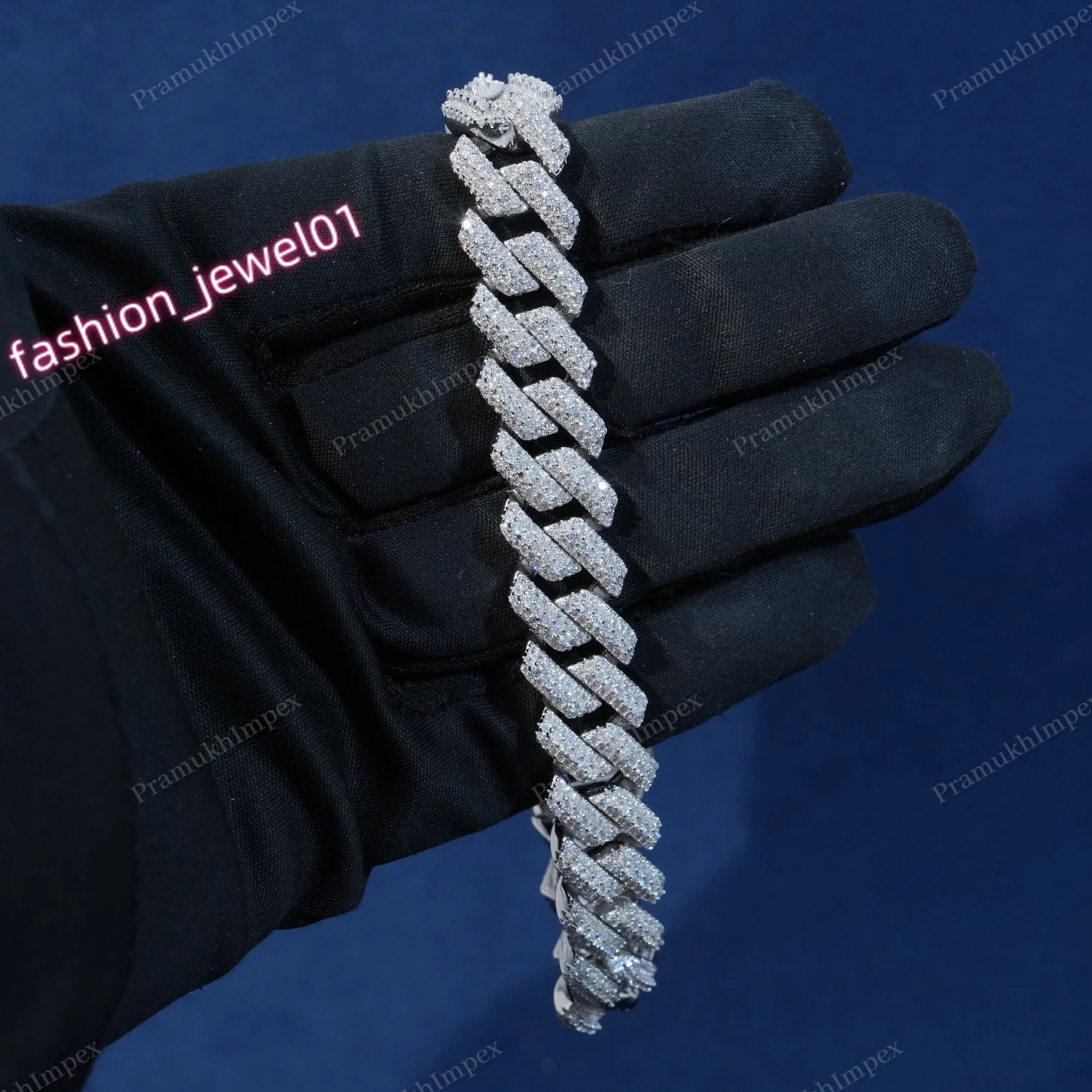 Best Hot Selling Moissanite Two Tone Square Cuban Link Manufacturer At India Pass Diamonds Tester GRA Certified Hip Hop Bracelet