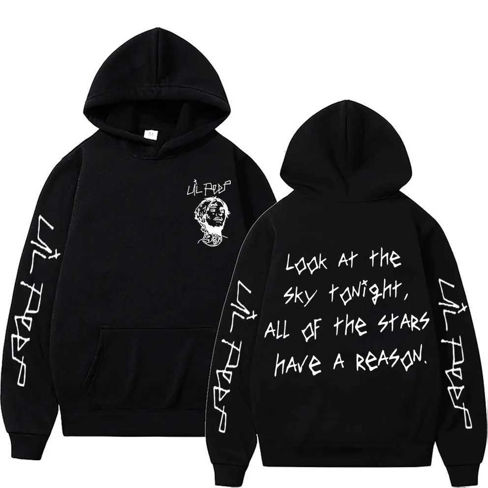 Rapper Lil Peep Look At The Sky Tonight All of The Stars Have A Reason Print Hoodie Men Women Hip Hop Oversized Hoody Sweatshirt M251111