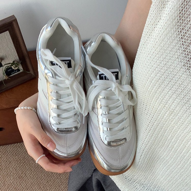 designer shoes new College style flat-bottomed Forrest shoes Haze blue fashionable small white shoes Student casual single shoes