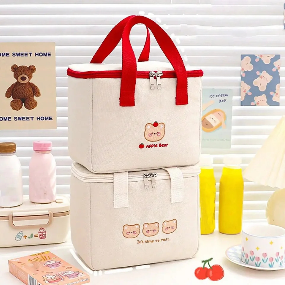 1 piece - Handheld insulated bag student brings their own lunch box office lunch bag thick handbag 250410