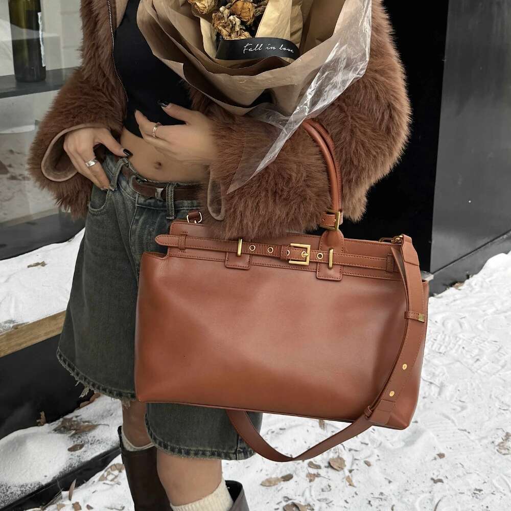 Motingsome Retro Fashion Genuine Leather Bag For Women Shoulder Satchel Designer Handbag Crossbody Large Capacity Tote