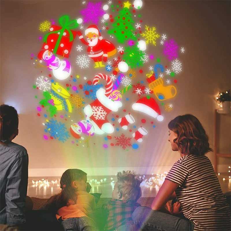 Christmas 2025 Christmas Window Projector LED Snowflake Snow Elk Laser Projector 16 Patterns Projection Lamp Xmas Party Home Door Decor Y251111