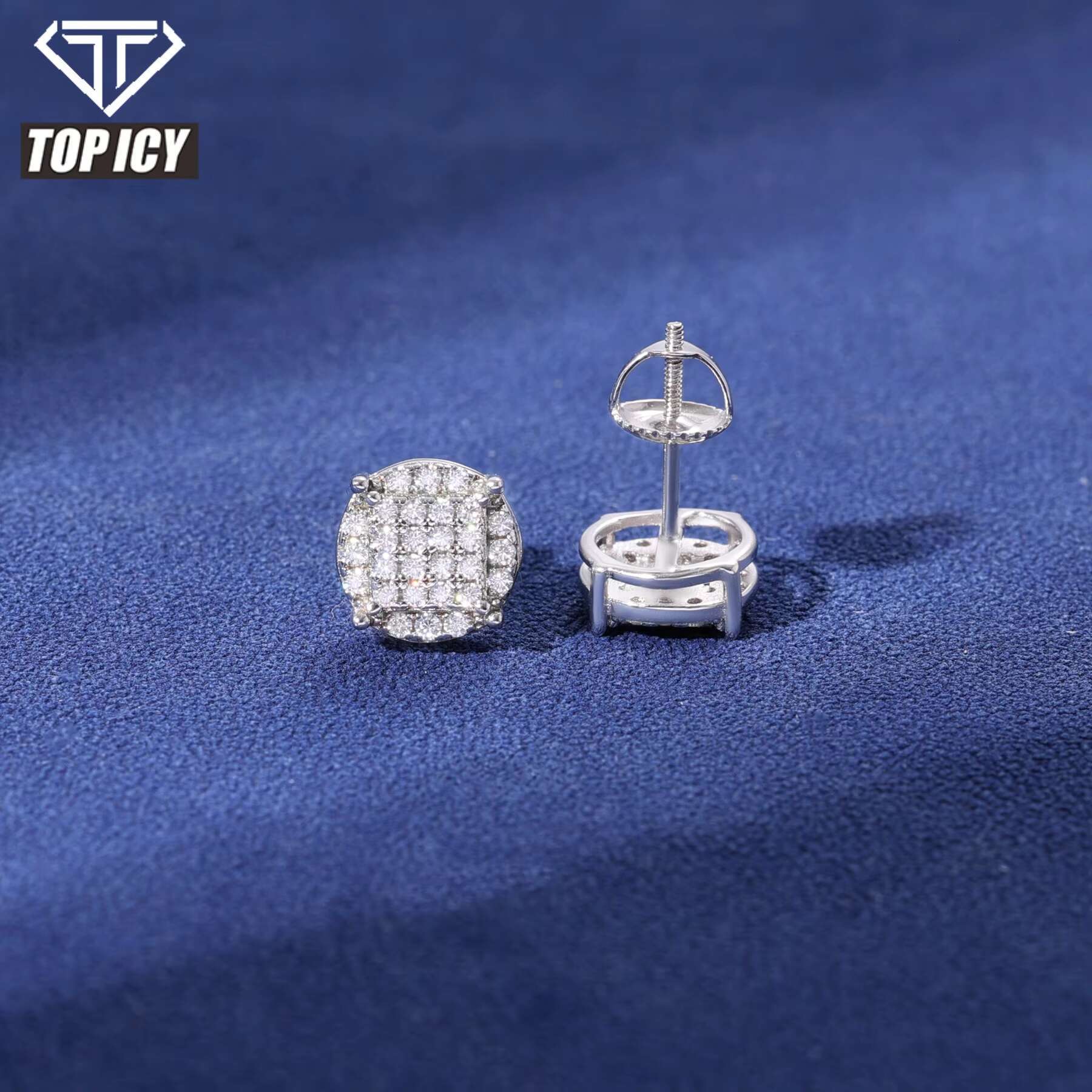 Luxury Stud Earrings Gold Plated 925 Sterling Silver VVS Moissanite Diamond Earrings With GRA Certificate Pass Diamond Tester