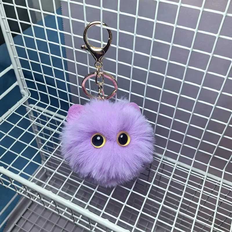 Cute plush cat keychain stuffed toy big eyed cat doll keychain womens handbag decoration gift W250411