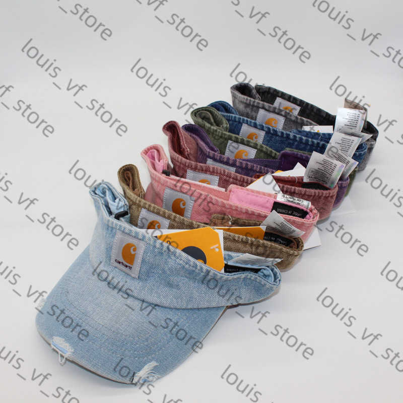 Washed Denim Distressed Hollow Top Hat Summer Sun Protection and Sunshade Versatile Simple Fabric Label Casual H250411