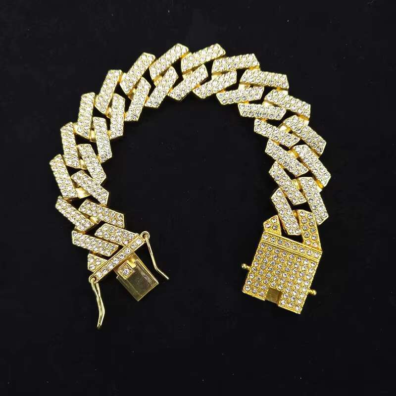DHCollections 20mm Width k Gold Sier Bg Hip Hop Iced Out Miami Cuban Chain Necklace Jewelry