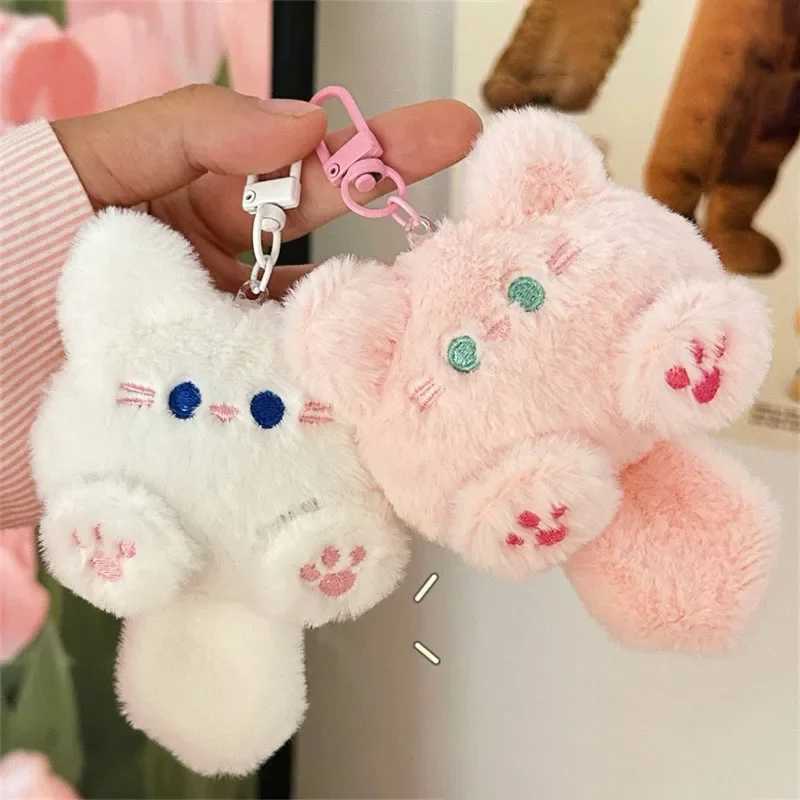Cute fur kitten keychain fur cat shaped pendant backpack doll phone chain anti loss keychain decoration gift W250411