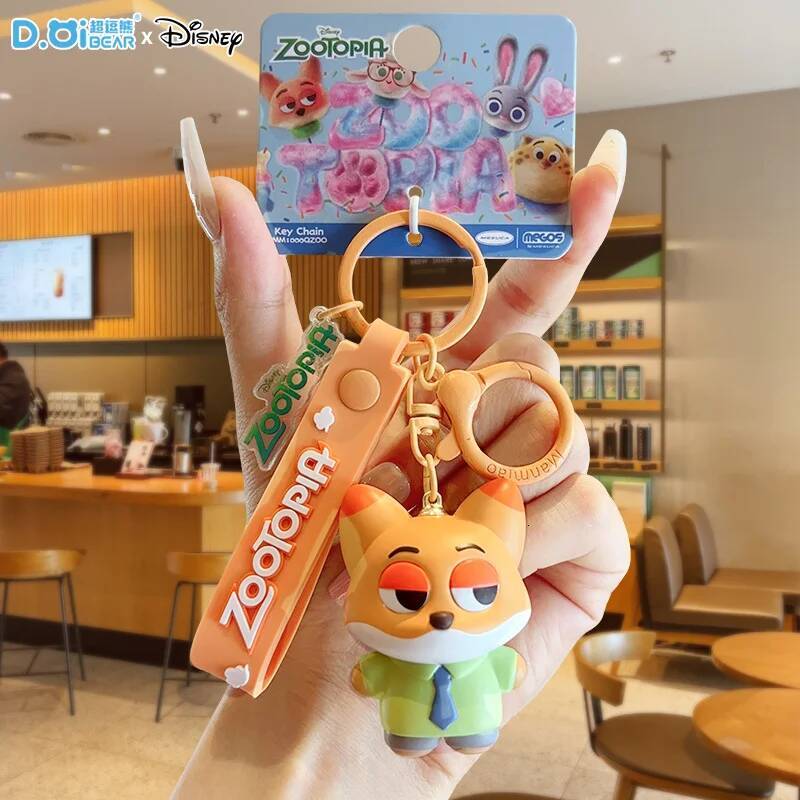 New Kawaii Anime Disney Hot Sale Crazy Zootopia Rabbit Police Officer Judy Fox Nick Doll Keychain Couple Schoolbag Small Pendant