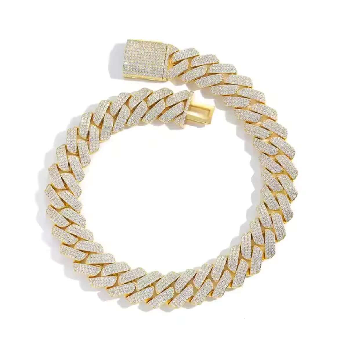 Hip Hop VVS Moissanite Iced Out Cuban Link Chain Bracelet for Men High Quality Cuban Link Chain Classic Bracelet