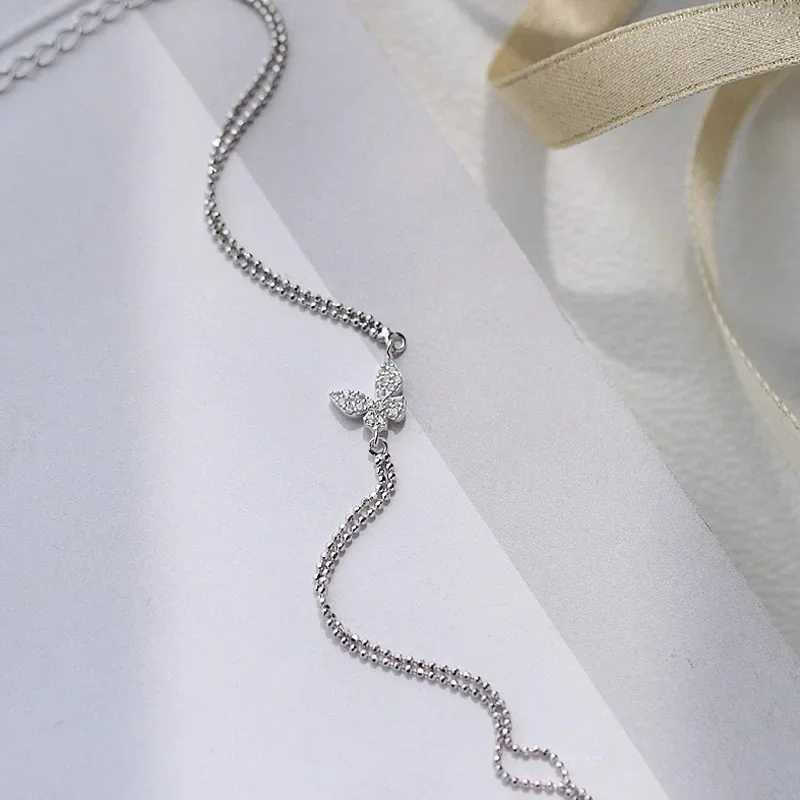2024 Sweet Shining Zircon Butterfly Bracelet for Women Anti-Allergic Silver Color Chain Bling Bracelet with Stamp GiftC250410