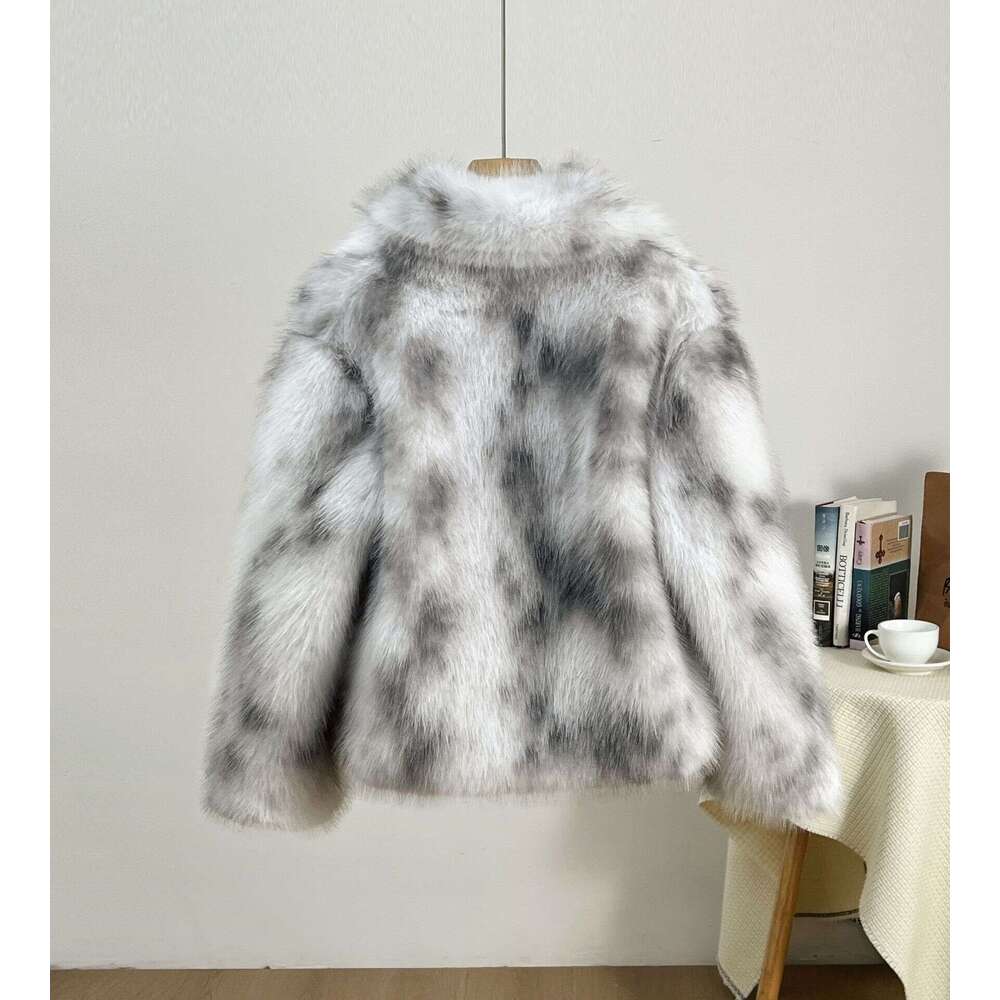 Women's Elegant Jacket With Buckle Faux Fur Trim - Grey/Black/White Plaid Collar Coat, Short Length Winter Warm Outerwear, Hine Washable For Casu