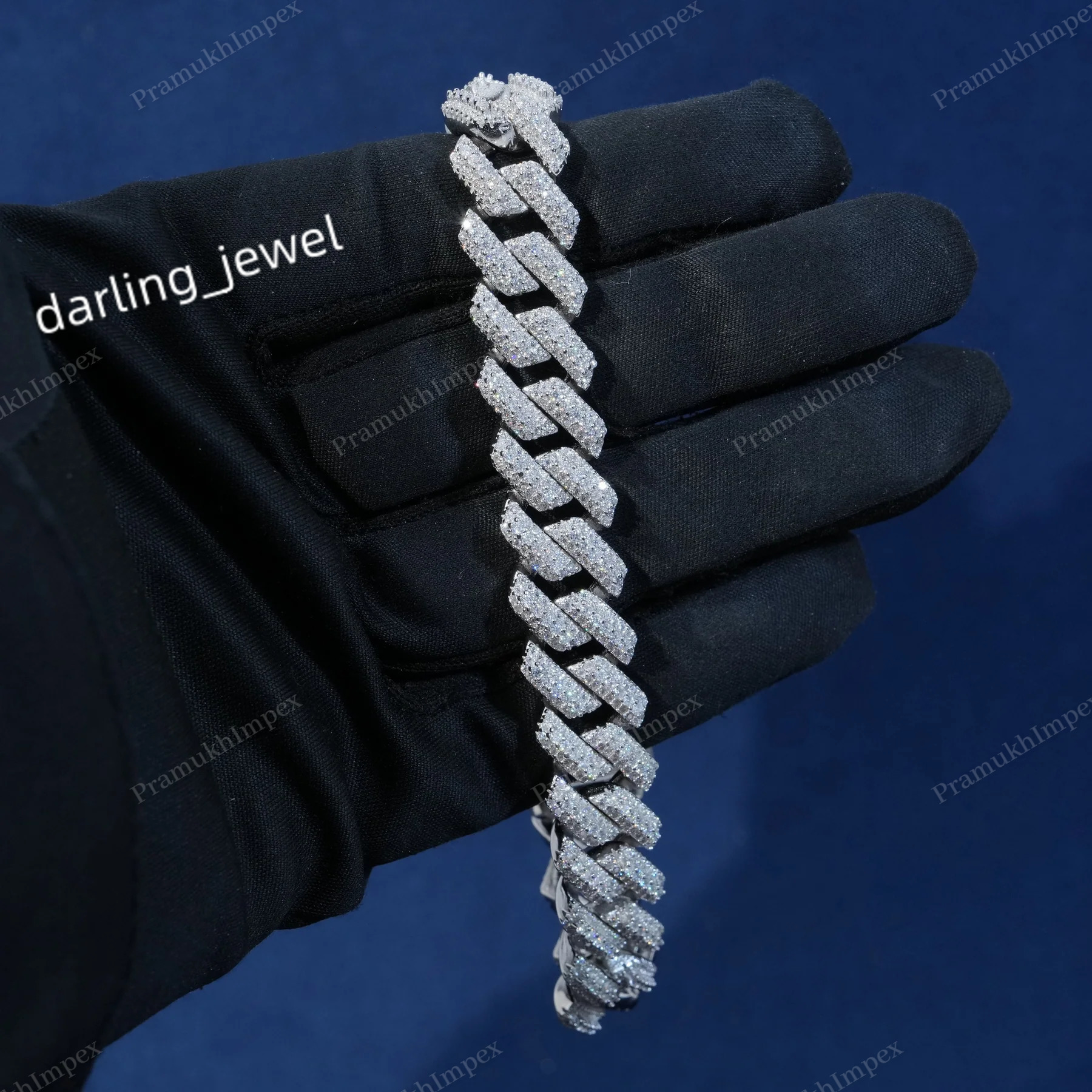 Best Hot Selling Moissanite Two Tone Square Cuban Link Manufacturer At India Pass Diamonds Tester GRA Certified Hip Hop Bracelet