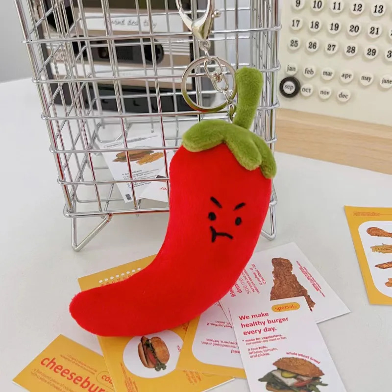 Cute Plush Vegettable Keychains Kawaii Pepper Garlic Green Onion Shape Keychain Charm Backpack Accessories Toy Gifts 251110
