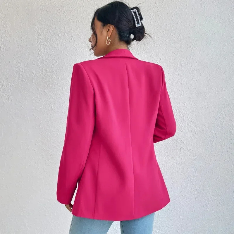Spring womens solid polyester cotton non stretch long sleeved office jacket fashion outerwear 250407