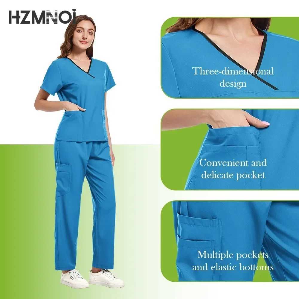 Casual Short Slve V-neck Straight Sets Pharmacy Work Clothes Medical Nurse Uniform Scrubs Women Set Nursing Uniforms X250410