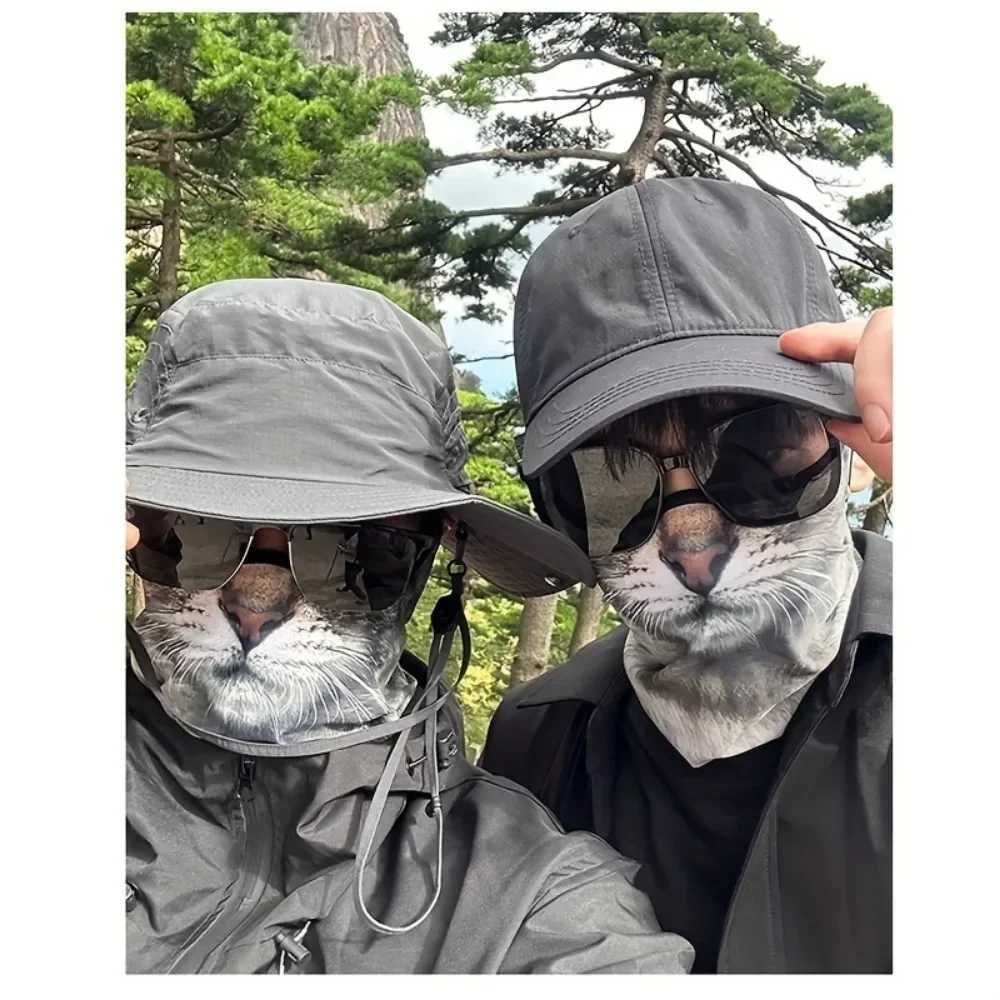 3D Animal Cat Design Summer Full Face Neck Protector Sun Shield Breathable Quick Dry Polyester Helmet Liner for Outdoor Cycling S251110