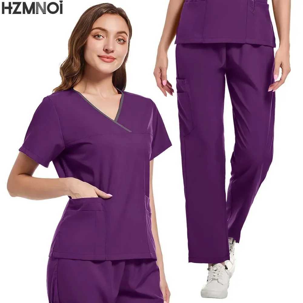 Fashion Medical Women Scrubs Uniform Hospital Doctors Clothes Nurses Accessories Dental Clinic Beauty Spa Sn Workwear Sets X250410