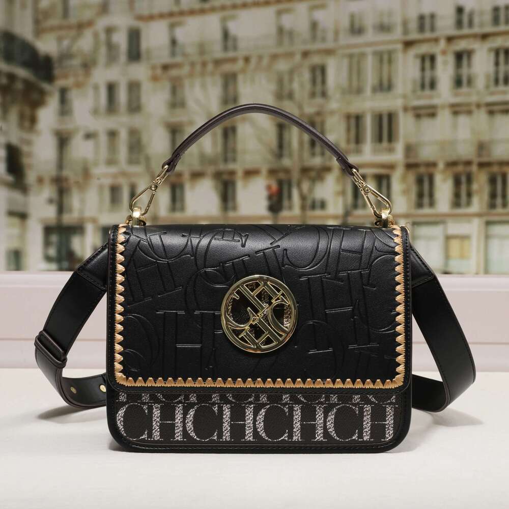 CH Exquisite Brand Fashion Handbag Classic Solid Design Shoulder Dark Letter Emed Ladies Party Bag