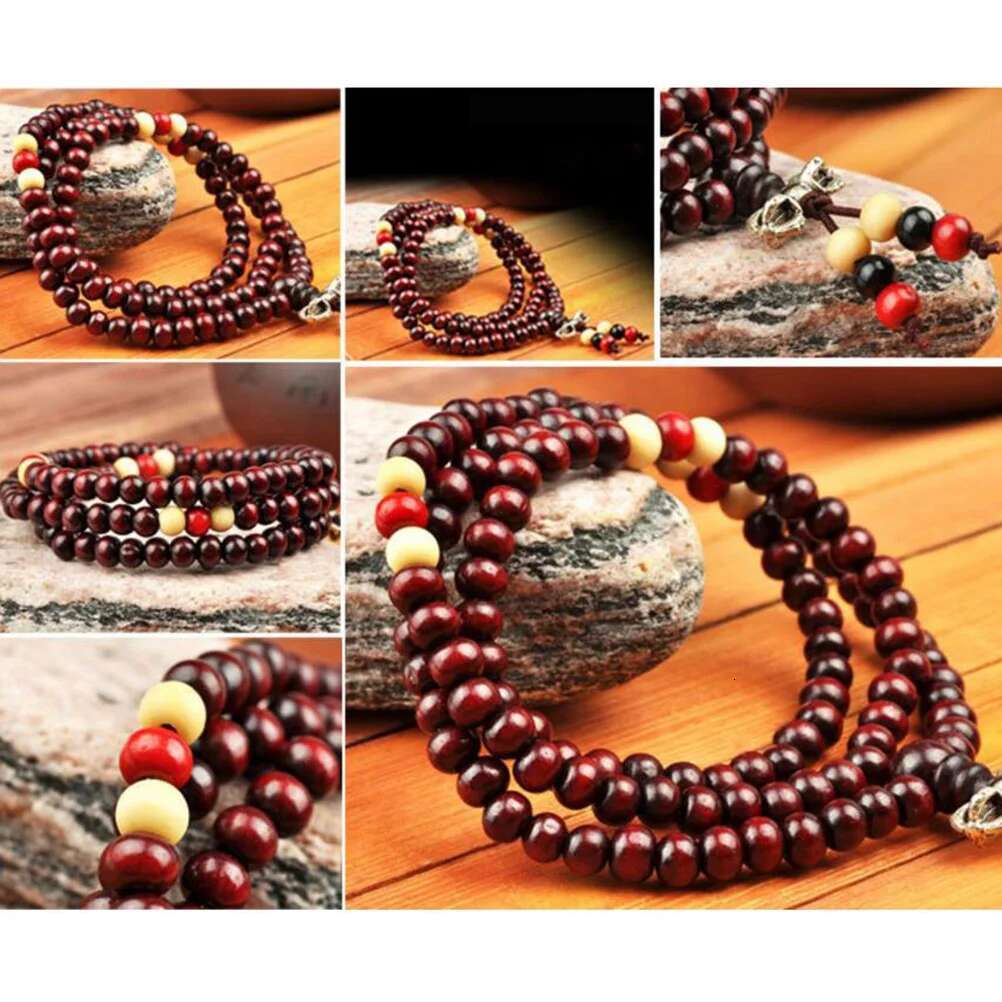 3 Pcs Beads Buddha Bracelet Small Leaf Rosewood Prayer Wooden Bracelets Man
